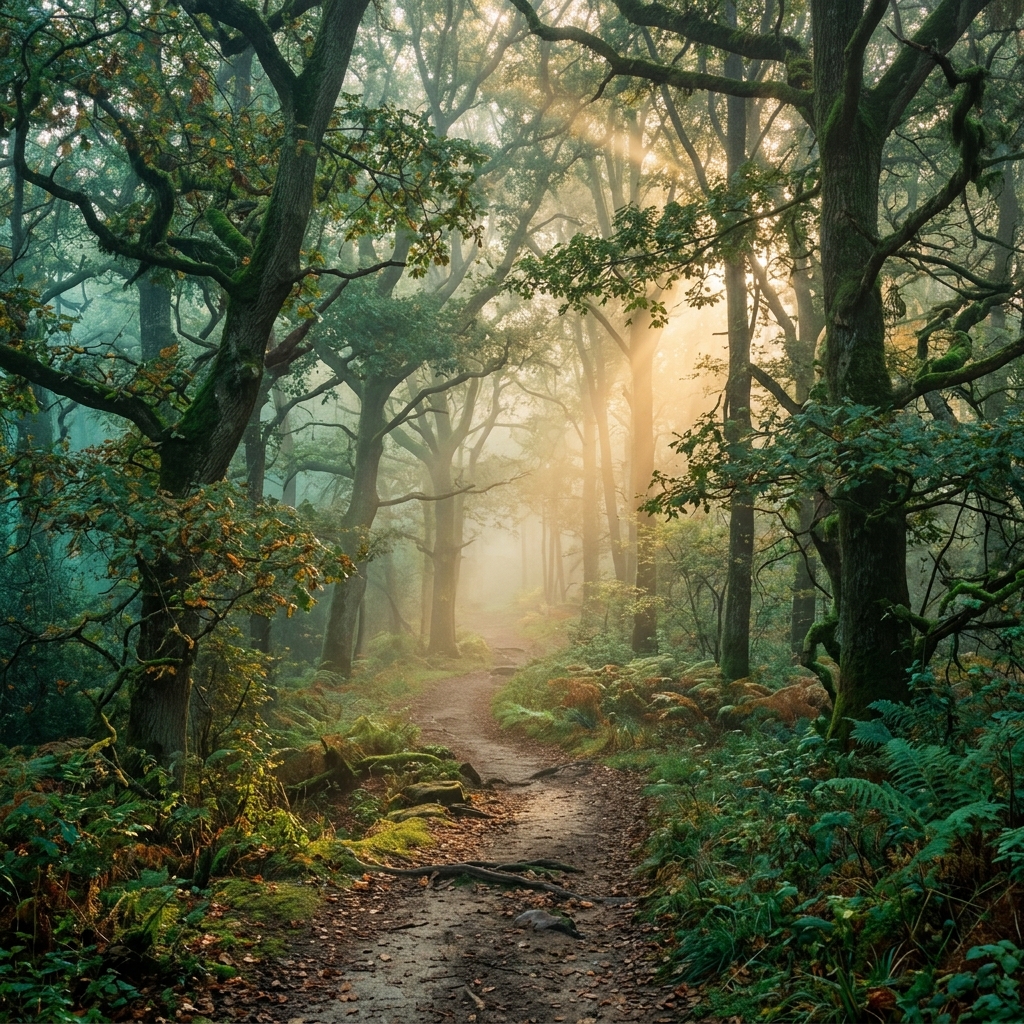A peaceful forest path representing the healing journey